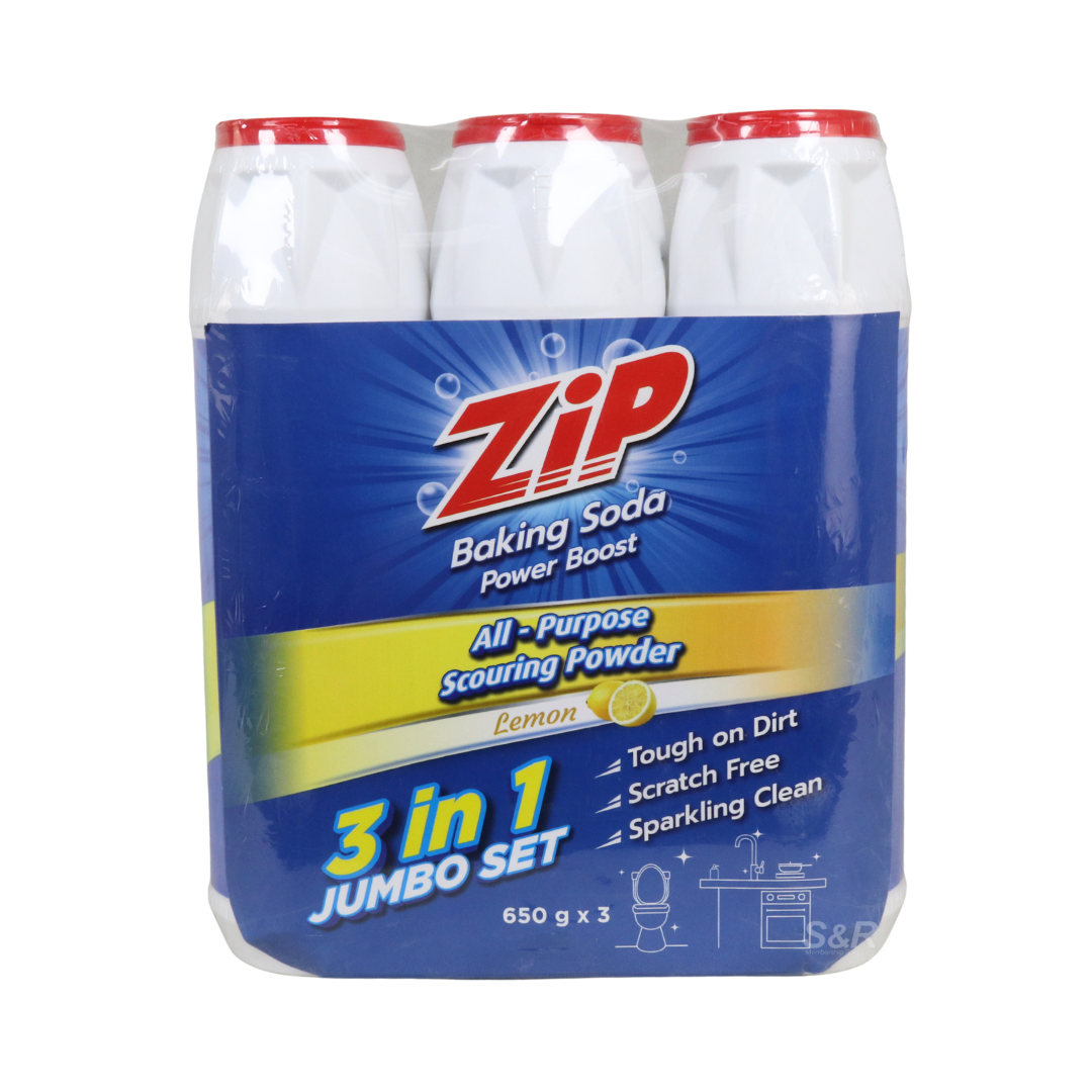 Zip Baking Soda All-Purpose Scouring Powder 3-in-1 Jumbo Set Lemon Scented